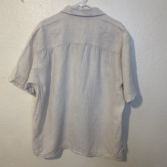 Tommy Bahama Shirt Mens Beige 100% Linen Pintuck Button Up Short Sleeve Size XL - Picture 4 of 6